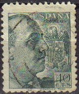 España 1949 1051 Sello º General Franco 40c Timbre Espagne Spain Spagna